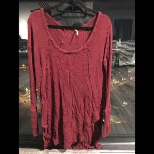Free People Red Vintage Long Sleeve (L)